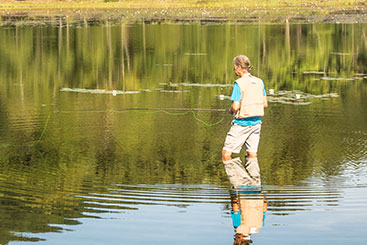 A person fishing. Link to Life Stage Gift Planner Over Age 65 Situations.